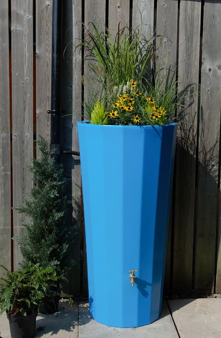 255L Metropolitan Water Butt with Planter in Sky Blue