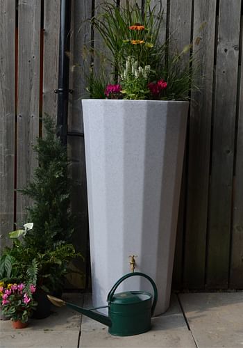 255L Metropolitan Water Butt with Planter in White Marble