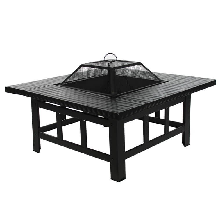 4 in 1 Square Fire Pit, BBQ Grill, Ice Cooler, & Tabletop - 4 in 1 Square Fire Pit, Tabletop, BBQ Grill & Ice Cooler