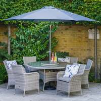 LG Outdoor Monaco Stone Rattan Weave 6 Seat Garden Furniture Dining Set