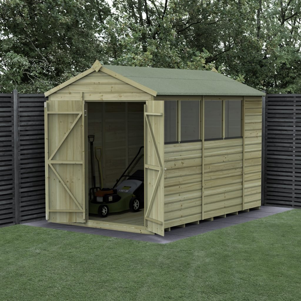 Forest Garden Beckwood Shiplap Pressure Treated 6x10 Apex Shed with Double Door (Installation Included)