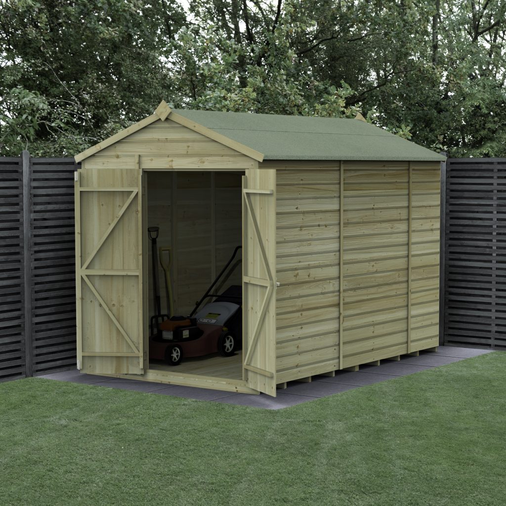 Forest Garden Beckwood Shiplap Pressure Treated 6x10 Apex Shed with Double Door (No Window / Installation Included)