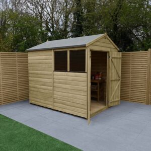 Forest Garden Beckwood Shiplap Pressure Treated 6x8 Apex Shed with Double Door