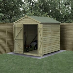 Forest Garden Beckwood Shiplap Pressure Treated 6x8 Apex Shed with Double Door (No Window)