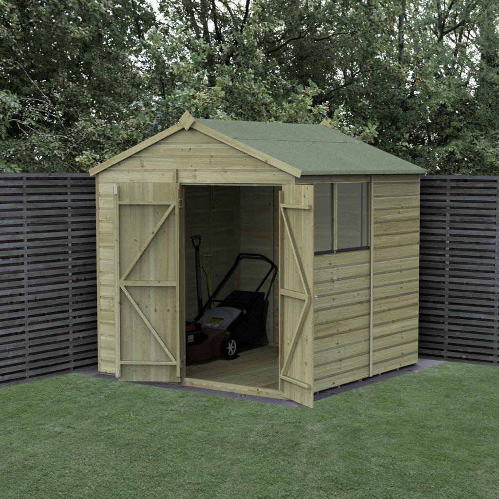 Forest Garden Beckwood Shiplap Pressure Treated 7x7 Apex Shed with Double Door (Installation Included)