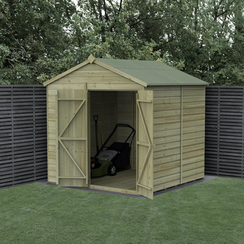 Forest Garden Beckwood Shiplap Pressure Treated 7x7 Apex Shed with Double Door (No Window)