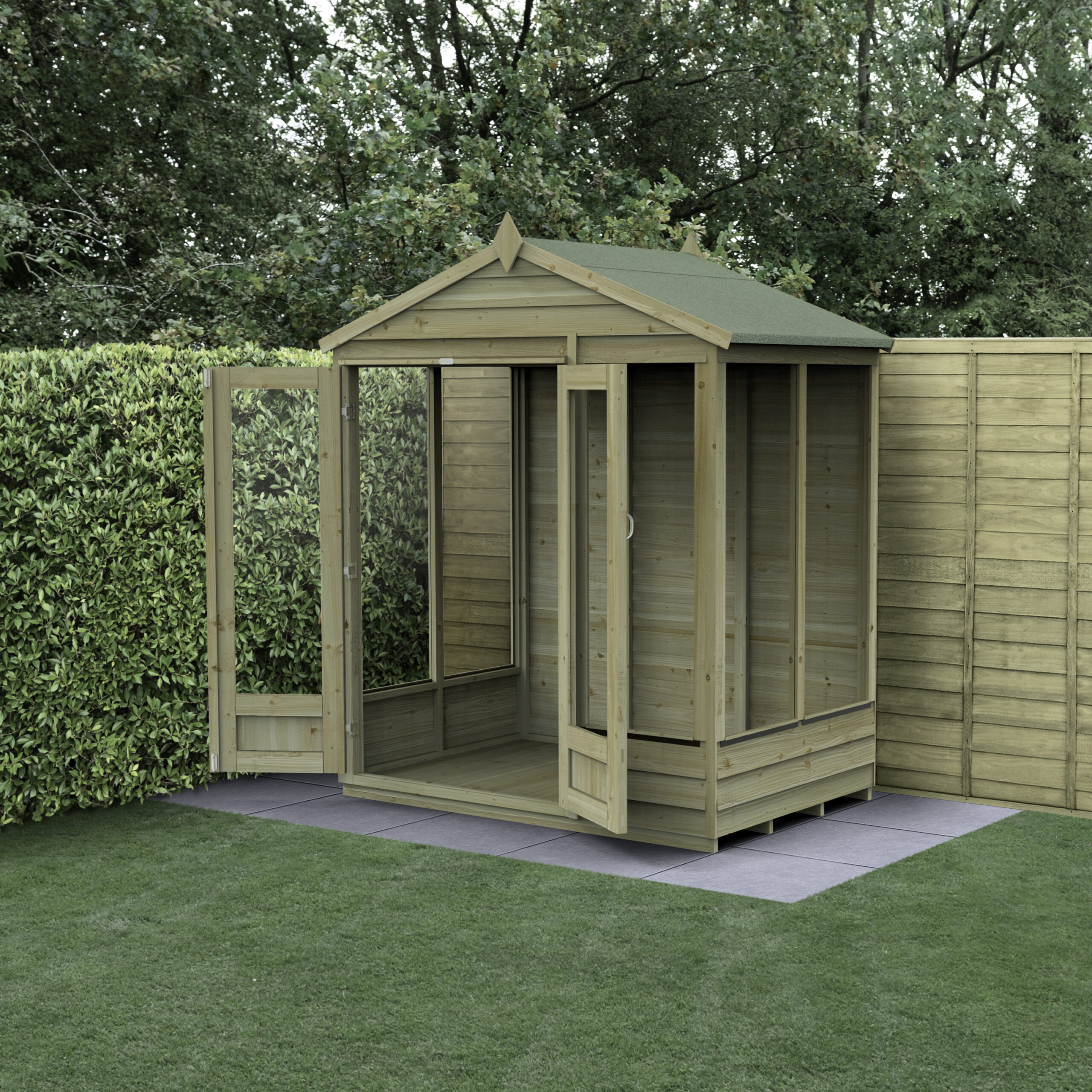 Forest Garden 6x4 4Life Overlap Apex Pressure Treated Summerhouse (Installation Included)