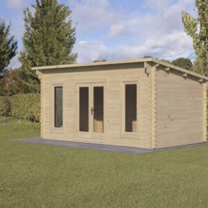 Forest Garden Elmley 5.0m x 3.0m Pent Double Glazed Log Cabin (24kg Polyester Felt Without Underlay / Installation Included)