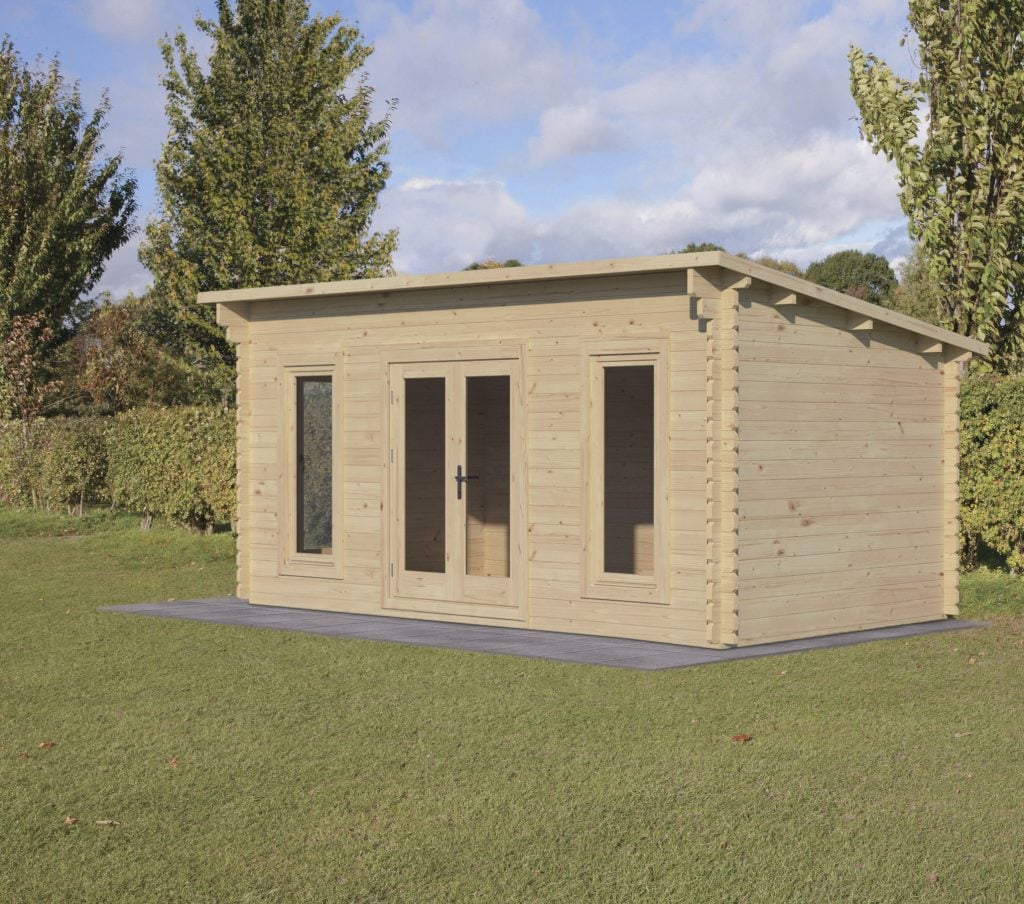Forest Garden Elmley 5.0m x 3.0m Pent Double Glazed Log Cabin (24kg Polyester Felt Without Underlay / Installation Included)