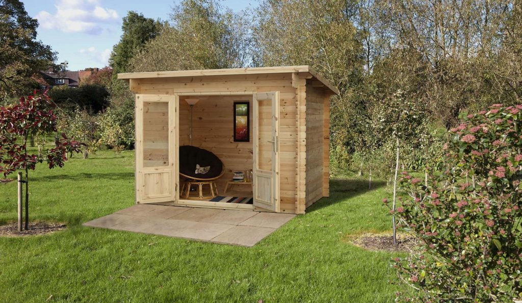 Forest Garden Harwood 3.0m x 2.0m Pent Single Glazed Log Cabin (24kg Polyester Felt Without Underlay)