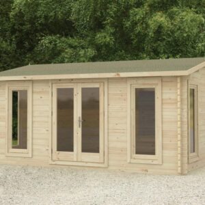 Forest Garden Rushock 5.0m x 4.0m Apex Double Glazed Log Cabin (24kg Polyester Felt With Underlay / Installation Included)