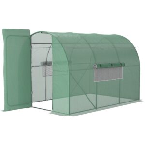 Outsunny Large Polytunnel Walk-In Greenhouse with Metal Hinged Door (3 x 2M)