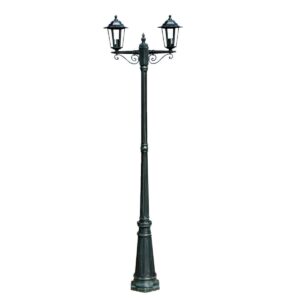 vidaXL Garden Light Post 2-arms 215cm - Green/Black