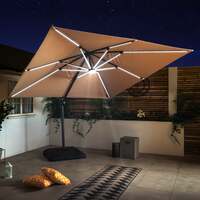 Bracken Outdoors Napoli Sand 3m x 3m Square Cantilever Parasol With LED Lights