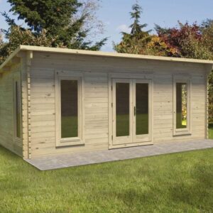 Forest Garden Arley 6.0m x 3.0m Pent Double Glazed Log Cabin (34kg Polyester Felt With Underlay / Installation Included)