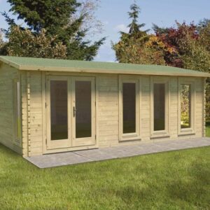 Forest Garden Blakedown 6.0m x 4.0m Apex Double Glazed Log Cabin (24kg Polyester Felt Without Underlay)