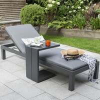 Kettler Elba Signature Aluminium Garden Sun Lounger with Side Table Set Grey