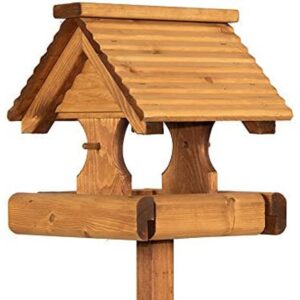 Riverside Woodcraft Rustic Wooden Roof Bird Table