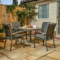 LG Outdoor Monza Aluminium 4 Seat Cushioned Armchair Garden Furniture Dining Set, End of April 2024
