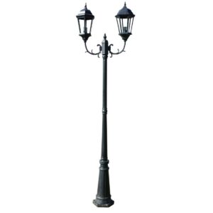 vidaXL Garden Light Post 2-arms 230cm Dark Green/Black Aluminium