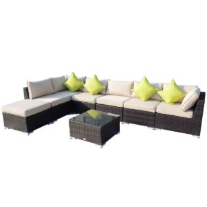 Outsunny 8Pc Rattan Sofa Garden Furniture Aluminium Outdoor Patio Set