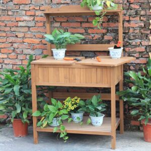 Charles Bentley Garden Wooden Work Potting Bench