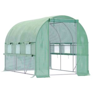 Outsunny 3 x 2 x 2m Polytunnel Green House w/ UV-resistant PE Cover, Green