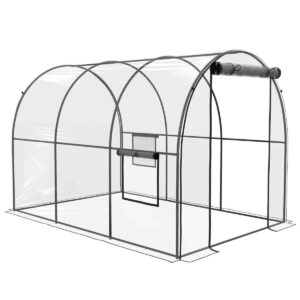 Outsunny 3 x 2 x 2m Polytunnel Greenhouse with Door, Windows, Steel Frame