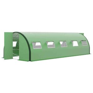 Outsunny 6x3m Polytunnel Greenhouse w/ Hinged Doors - Green