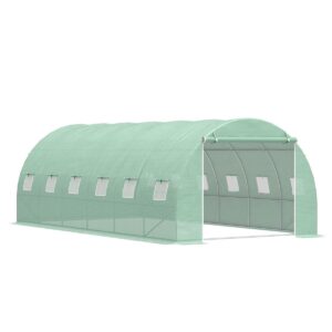 Outsunny Polytunnel Greenhouse Walk-in Flower Plant 6 x 3m - Green