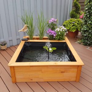 Promex Raised Square Garden Solar Pond Kit with Planting Zone