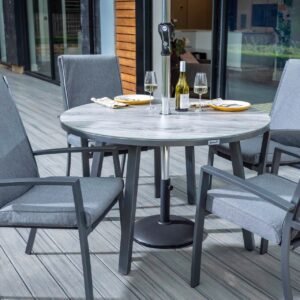 Hartman Vienna 4 Seat Round Aluminium Dining Set (Matt Xerix / Slate)