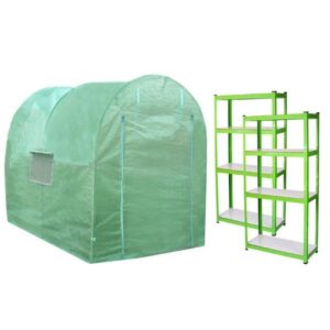 Raven Flourish 6' 6" x 13' 1" Curved Polytunnel & Racking Set - Classic Polyethylene