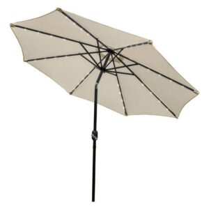 Solar LED Tilt Garden Parasol by Raven - 2.7M Cream