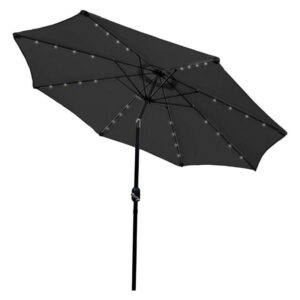 Solar LED Tilt Garden Parasol by Raven - 2.7M Grey