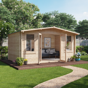 4 x 3 Pressure Treated Log Cabin Summerhouse - BillyOh Winchester Log Cabin - 28mm Thickness Wooden Log Cabin Summerhouses - 4m x 3m Alpine Cabin