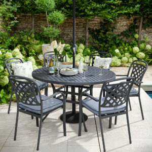 Hartman Berkeley 132cm Round 6 Seater Dining Set (Antique Grey/Platinum)