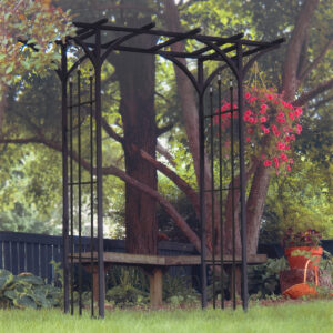 Panacea Flat Top Garden Arch with Finials (Black)