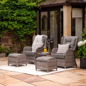 Reclining Rattan Garden Patio Set in Grey - Fiji - Rattan Direct