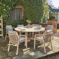 Kettler Cora Rope and Acacia Wood 6 Seat Round Garden Furniture Dining Set