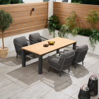 Bracken Outdoors Colorado Rope 4 Seat Rectangular Aluminium Teak Garden Lounge Dining Set, Early May 2025