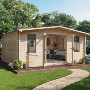 5 x 4 Log Cabin - BillyOh Winchester Log Cabin Summerhouse - 44mm Thickness Wooden Log Cabin Summer Houses - 5m x 4m Traditional Alpine Style Cabin