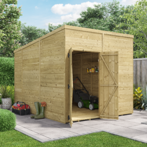 BillyOh Switch Tongue and Groove Pent Wooden Shed - 8x10 Windowless 11mm Garden Shed - 8 x 10ft Shed