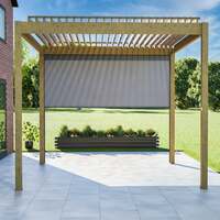 Bracken Outdoors Gemini 3m x 3m Square Wood Effect Aluminium Garden Pergola with 3m Blind, Mid May 2025