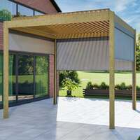 Bracken Outdoors Gemini 3m x 3m Square Wood Effect Aluminium Garden Pergola with Three 3m Blinds, Mid May 2025