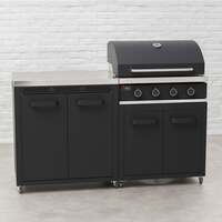 Draco Grills Titan 4 Burner Black Outdoor Kitchen Gas Barbecue with Double Cupboard Cabinet, Mid June 2025